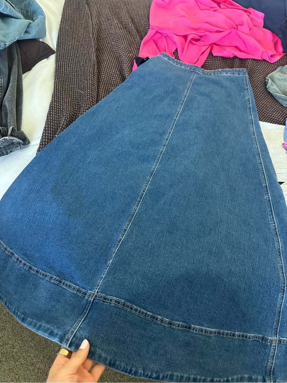 Parker Dark Blue Denim Skirt with Contrast Stitching